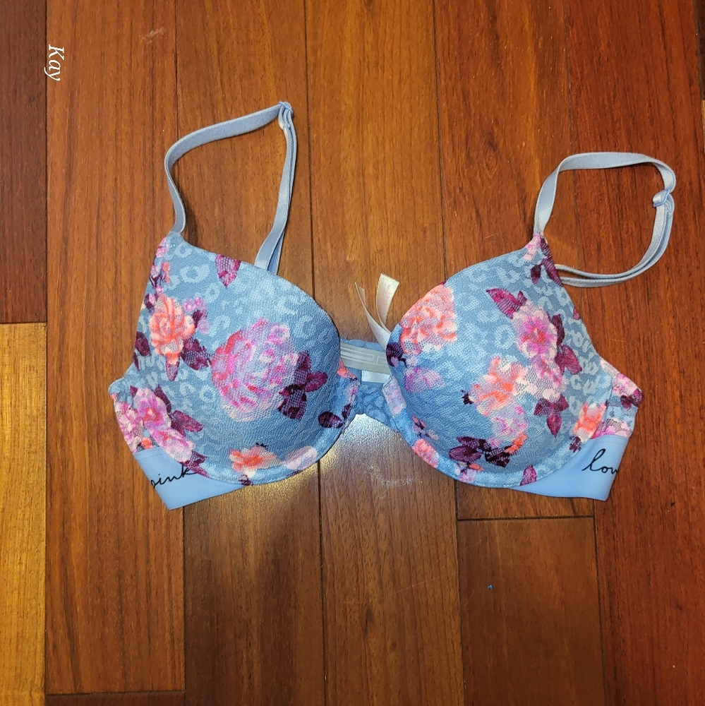 PINK Blue floral bra